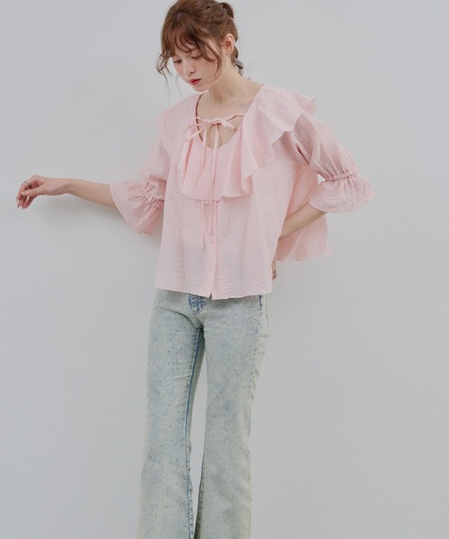 continuer de NICE CLAUP(コンティニューデナイスクラップ)の「【@_chipi2xセレクト】楊柳ラッフルブラウス(シャツ/ブラウス・レディース・ピンク/オフホワイト/ブラック・FREE)」の16枚目の写真