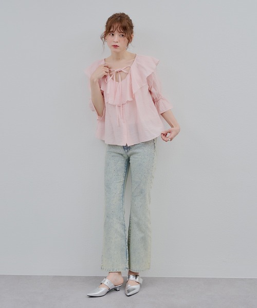 continuer de NICE CLAUP(コンティニューデナイスクラップ)の「【@_chipi2xセレクト】楊柳ラッフルブラウス(シャツ/ブラウス・レディース・ピンク/オフホワイト/ブラック・FREE)」の17枚目の写真