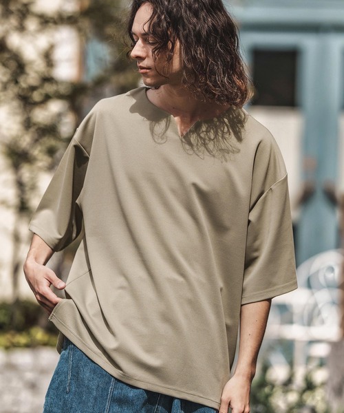 mt9662-ルーズシルエットキーネックTシャツ（Tシャツ/カットソー