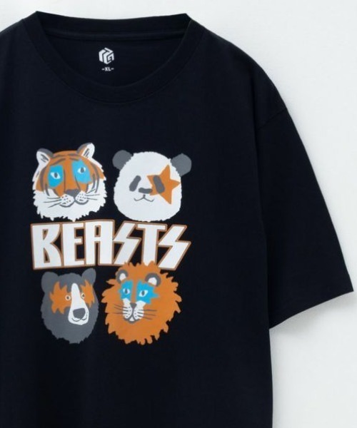 Mac-House（マックハウス）の「T-GRAPHICS アニマルプリント半袖Ｔシャツ（Tシャツ/カットソー・メンズ・グリーン/ブルー/グレー/ネイビー/ブラック・S/M/L/XL）」の2枚目の写真