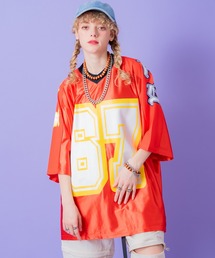 a.p.o.v. ナンバリングビッグプリントメッシュ切替フットボールシャツ