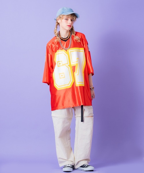a.p.o.v.(エーピーオービー)の「a.p.o.v. ナンバリングビッグプリントメッシュ切替フットボールシャツ(Tシャツ/カットソー・メンズ・ブラック/レッド/ネイビー・ONESIZE)」の6枚目の写真