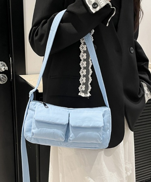Ritzy(リッツィー)の「6色展開 ビックポケットショルダーバッグ(バックパック/リュック・レディース・ブラック/ベージュ/ピンク/ブルー/グリーン/ラベンダー・FREE)」の1枚目の写真