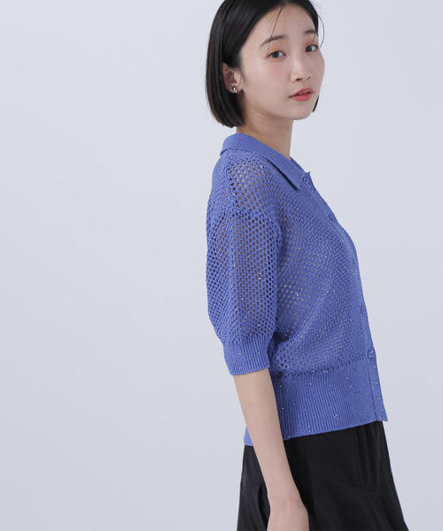 スパンコールメッシュポロニット スパンコールメッシュポロニット | NATURAL BEAUTY BASIC