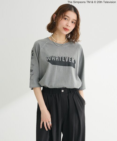 The Simpsons（ザ・シンプソンズ）の「The SimpsonsピグメントラグランTEE（Tシャツ/カットソー・レディース・オフホワイト/チャコールグレー/ネイビー・FREE）」の16枚目の写真