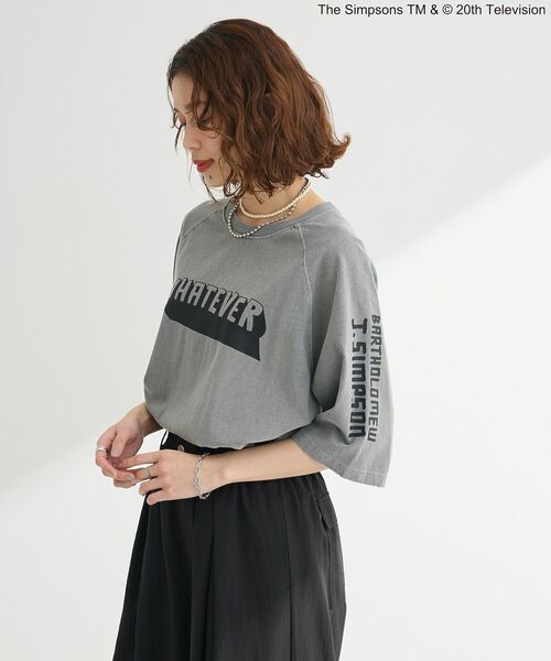 The Simpsons（ザ・シンプソンズ）の「The SimpsonsピグメントラグランTEE（Tシャツ/カットソー・レディース・オフホワイト/チャコールグレー/ネイビー・FREE）」の17枚目の写真