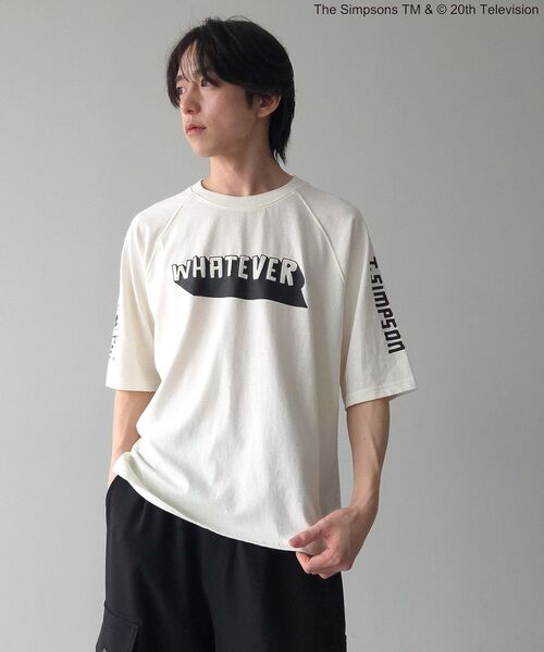 The Simpsons（ザ・シンプソンズ）の「The SimpsonsピグメントラグランTEE（Tシャツ/カットソー・レディース・オフホワイト/チャコールグレー/ネイビー・FREE）」の2枚目の写真