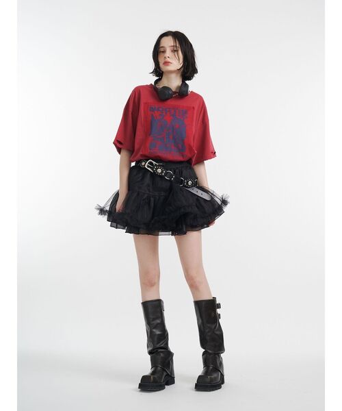 jouetie（ジュエティ）の「グランジグラフィックTシャツ（Tシャツ/カットソー・レディース・レッド/オフホワイト/ブラック・MEDIUM）」の8枚目の写真