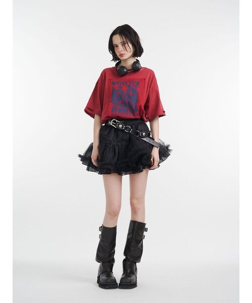 jouetie（ジュエティ）の「グランジグラフィックTシャツ（Tシャツ/カットソー・レディース・レッド/オフホワイト/ブラック・MEDIUM）」の9枚目の写真