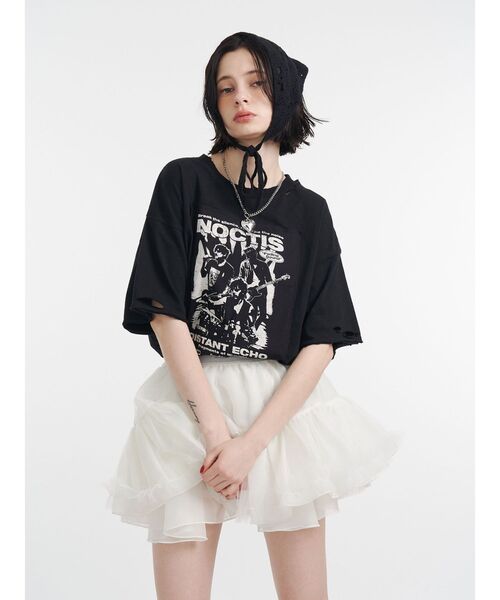 jouetie（ジュエティ）の「グランジグラフィックTシャツ（Tシャツ/カットソー・レディース・レッド/オフホワイト/ブラック・MEDIUM）」の13枚目の写真