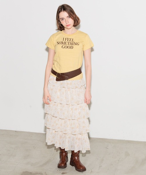 FOREVER 21(フォーエバー トゥエンティーワン)の「【2025SS】シアーティアードロングスカート(スカート・レディース・ナチュラル/ブラック・FREE)」の3枚目の写真