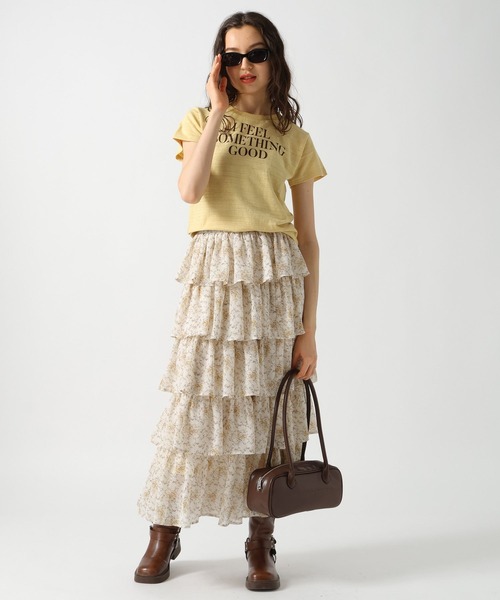 FOREVER 21(フォーエバー トゥエンティーワン)の「【2025SS】シアーティアードロングスカート(スカート・レディース・ナチュラル/ブラック・FREE)」の9枚目の写真