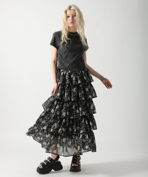 FOREVER 21(フォーエバー トゥエンティーワン)の「【2025SS】シアーティアードロングスカート(スカート・レディース・ナチュラル/ブラック・FREE)」の22枚目の写真