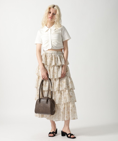 FOREVER 21(フォーエバー トゥエンティーワン)の「【2025SS】シアーティアードロングスカート(スカート・レディース・ナチュラル/ブラック・FREE)」の14枚目の写真