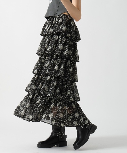 FOREVER 21(フォーエバー トゥエンティーワン)の「【2025SS】シアーティアードロングスカート(スカート・レディース・ナチュラル/ブラック・FREE)」の21枚目の写真