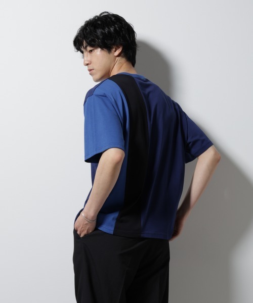 NANO universe(ナノユニバース)の「デザイン切替クルーネックTシャツ 半袖(Tシャツ/カットソー・メンズ・ブラック/アイボリー/ネイビー・L/M)」の13枚目の写真