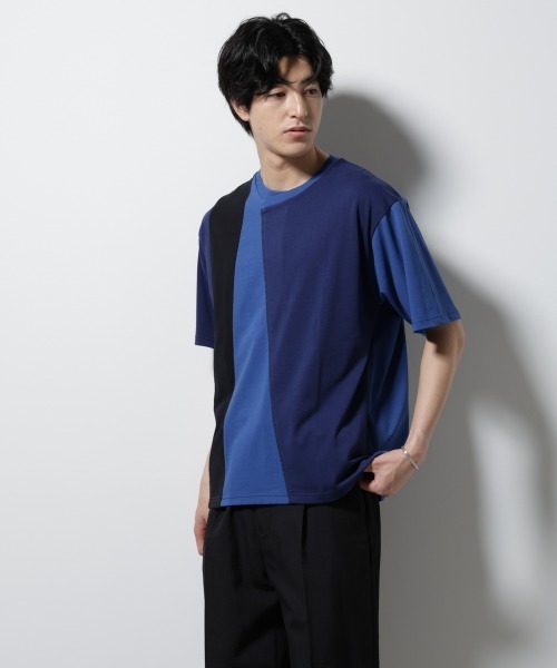 NANO universe(ナノユニバース)の「デザイン切替クルーネックTシャツ 半袖(Tシャツ/カットソー・メンズ・ブラック/アイボリー/ネイビー・L/M)」の11枚目の写真