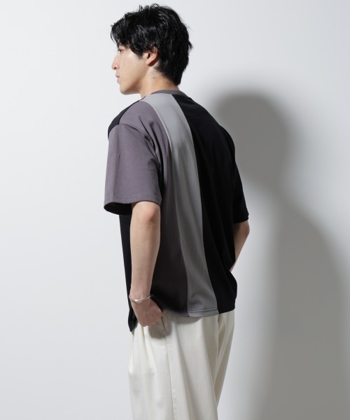 NANO universe(ナノユニバース)の「デザイン切替クルーネックTシャツ 半袖(Tシャツ/カットソー・メンズ・ブラック/アイボリー/ネイビー・L/M)」の19枚目の写真