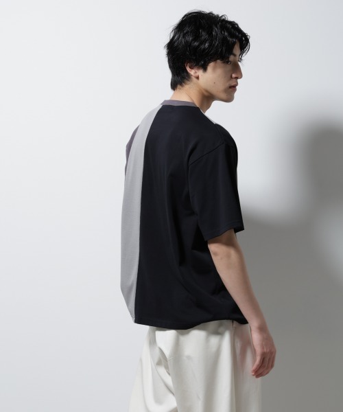 NANO universe(ナノユニバース)の「デザイン切替クルーネックTシャツ 半袖(Tシャツ/カットソー・メンズ・ブラック/アイボリー/ネイビー・L/M)」の20枚目の写真