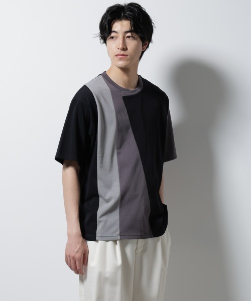 NANO universe(ナノユニバース)の「デザイン切替クルーネックTシャツ 半袖(Tシャツ/カットソー・メンズ・ブラック/アイボリー/ネイビー・L/M)」の18枚目の写真