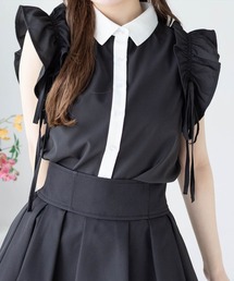 CLEAR BASIC | リボン付きフリルノースリーブブラウス[着回し力抜群 フレンチガーリー]≪2025SS新作≫(シャツ/ブラウス)