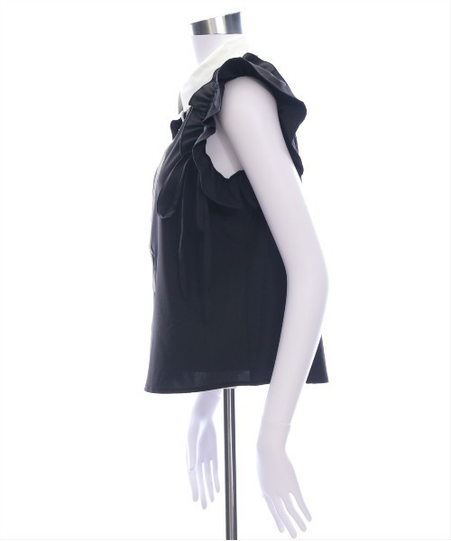 CLEAR BASIC（クリアベーシック）の「リボン付きフリルノースリーブブラウス[着回し力抜群 フレンチガーリー]≪SS新作≫（シャツ/ブラウス・レディース・ブラック×ホワイト/チャコールグレー/ブルー/アイボリー/ホワイト系その他/ブラウン・F）」の21枚目の写真