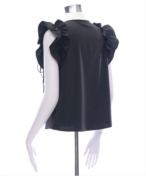 CLEAR BASIC（クリアベーシック）の「リボン付きフリルノースリーブブラウス[着回し力抜群 フレンチガーリー]≪SS新作≫（シャツ/ブラウス・レディース・ブラック×ホワイト/チャコールグレー/ブルー/アイボリー/ホワイト系その他/ブラウン・F）」の20枚目の写真