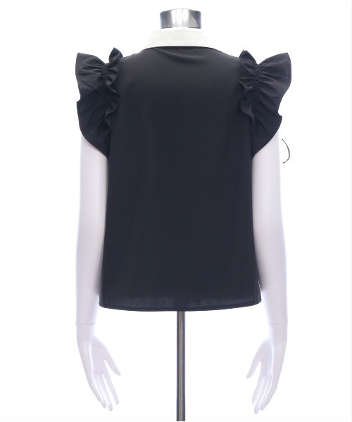 CLEAR BASIC（クリアベーシック）の「リボン付きフリルノースリーブブラウス[着回し力抜群 フレンチガーリー]≪SS新作≫（シャツ/ブラウス・レディース・ブラック×ホワイト/チャコールグレー/ブルー/アイボリー/ホワイト系その他/ブラウン・F）」の19枚目の写真