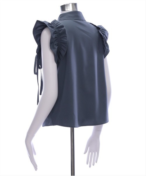 CLEAR BASIC（クリアベーシック）の「リボン付きフリルノースリーブブラウス[着回し力抜群 フレンチガーリー]≪SS新作≫（シャツ/ブラウス・レディース・ブラック×ホワイト/チャコールグレー/ブルー/アイボリー/ホワイト系その他/ブラウン・F）」の12枚目の写真