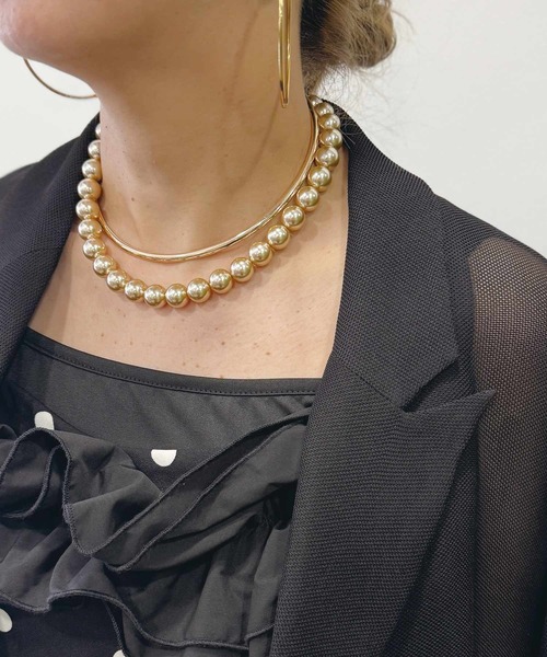 PICCIN(ピッチン)の「マグネット金具カラーパールネックレス(12mm)(ネックレス・レディース・ゴールド/オフホワイト/シルバー・FREE)」の10枚目の写真