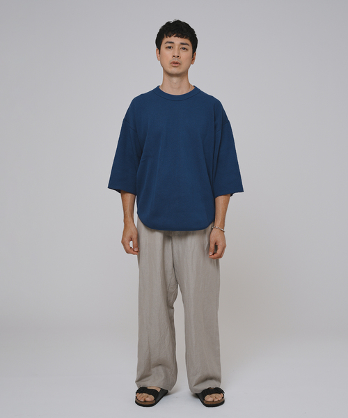 ETS.MATERIAUX マテリオ オーバーサイズ ポロシャツ　2 ETS.MATERIAUX マテリオ22SS Big POLO NAVYスタイル.2022.6.29