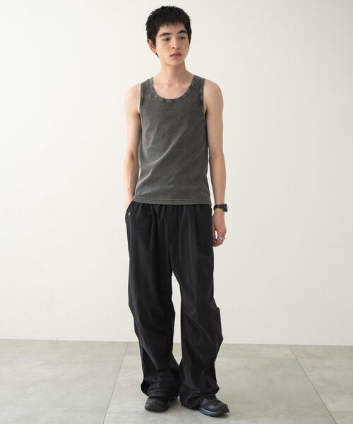 WEGO(ウィゴー)の「WEGO/リブタンクトップ(タンクトップ・メンズ・ブラック/ブラック系その他/ホワイト・MEDIUM/LARGE)」の6枚目の写真