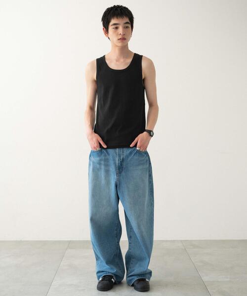 WEGO(ウィゴー)の「WEGO/リブタンクトップ(タンクトップ・メンズ・ブラック/ブラック系その他/ホワイト・MEDIUM/LARGE)」の5枚目の写真