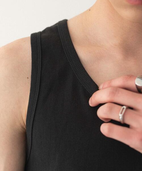 WEGO(ウィゴー)の「WEGO/リブタンクトップ(タンクトップ・メンズ・ブラック/ブラック系その他/ホワイト・MEDIUM/LARGE)」の7枚目の写真