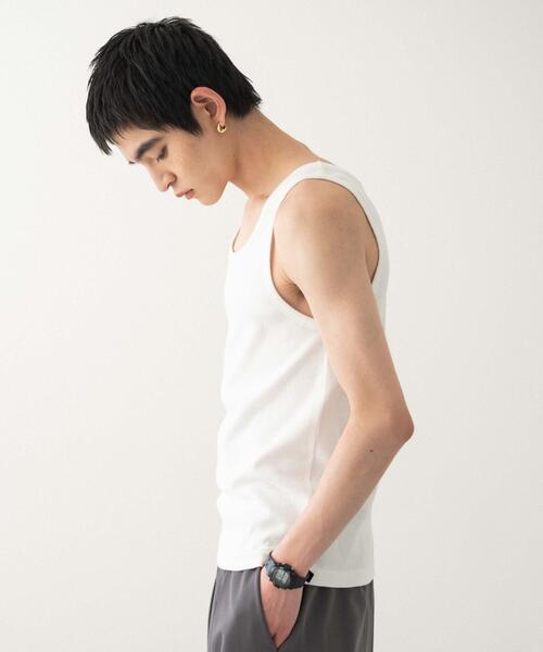 WEGO(ウィゴー)の「WEGO/リブタンクトップ(タンクトップ・メンズ・ブラック/ブラック系その他/ホワイト・MEDIUM/LARGE)」の9枚目の写真