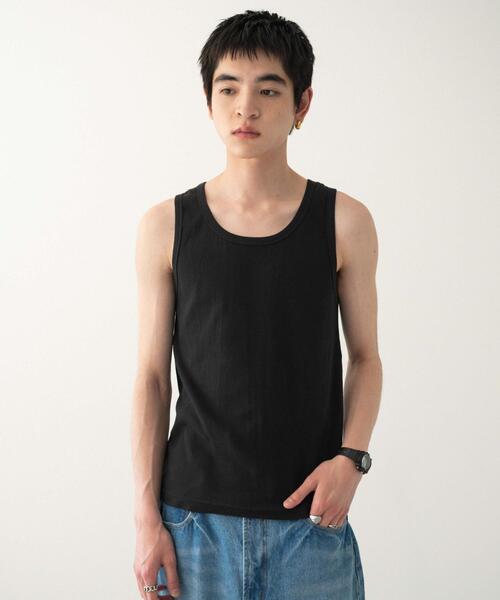 WEGO(ウィゴー)の「WEGO/リブタンクトップ(タンクトップ・メンズ・ブラック/ブラック系その他/ホワイト・MEDIUM/LARGE)」の12枚目の写真