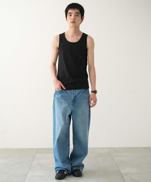 WEGO(ウィゴー)の「WEGO/リブタンクトップ(タンクトップ・メンズ・ブラック/ブラック系その他/ホワイト・MEDIUM/LARGE)」の14枚目の写真