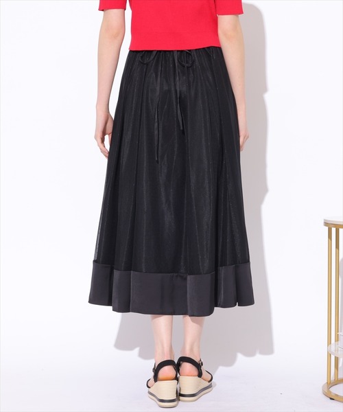 SWINGLE(スウィングル)の「異素材チュールギャザーフレアスカート(スカート・レディース・ブラック系その他2/ベージュ系その他3/ライトベージュ・FREE)」の5枚目の写真