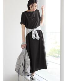 Samansa Mos2 blue | リネンタッチマキシワンピース(ワンピース)