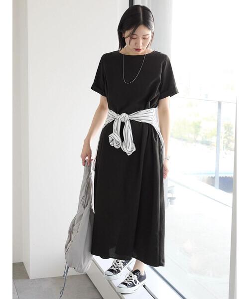 Samansa Mos2 blue（サマンサモスモスブルー）の「リネンタッチマキシワンピース（ワンピース・レディース・ブルー/ブラック/ベージュ・F）」の5枚目の写真