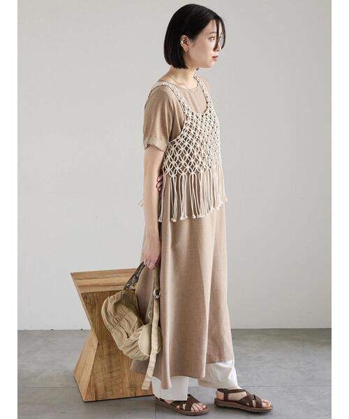 Samansa Mos2 blue（サマンサモスモスブルー）の「リネンタッチマキシワンピース（ワンピース・レディース・ブルー/ブラック/ベージュ・F）」の10枚目の写真