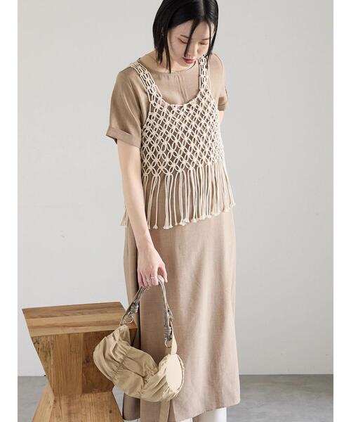 Samansa Mos2 blue（サマンサモスモスブルー）の「リネンタッチマキシワンピース（ワンピース・レディース・ブルー/ブラック/ベージュ・F）」の11枚目の写真