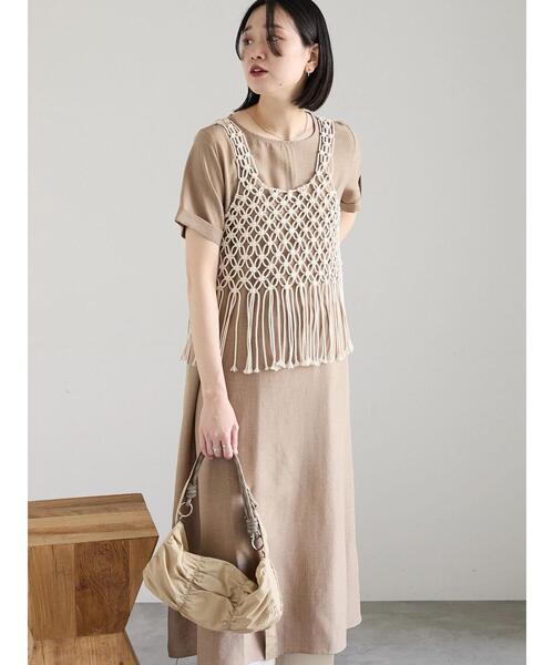 Samansa Mos2 blue（サマンサモスモスブルー）の「リネンタッチマキシワンピース（ワンピース・レディース・ブルー/ブラック/ベージュ・F）」の13枚目の写真