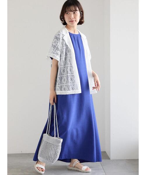 オススメ　リネン　麻　ワンピース サマンサモスモス　SM2 ブルー Samansa Mos2 blue（サマンサモスモスブルー）の「リネンタッチ