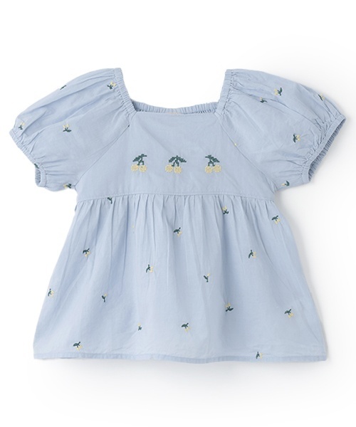 petit main（プティマイン）の「チェリー刺しゅうパフブラウス（シャツ/ブラウス・キッズ・アイボリー/ライトブルー・120cm/90cm/100cm/130cm/80ｃｍ/110cm）」の2枚目の写真