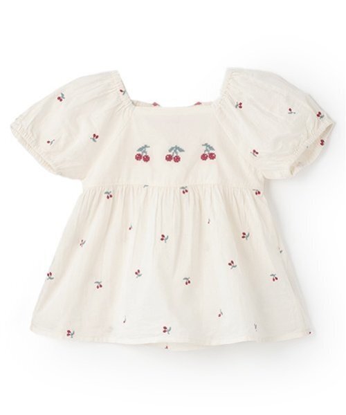 petit main（プティマイン）の「チェリー刺しゅうパフブラウス（シャツ/ブラウス・キッズ・アイボリー/ライトブルー・120cm/90cm/100cm/130cm/80ｃｍ/110cm）」の5枚目の写真