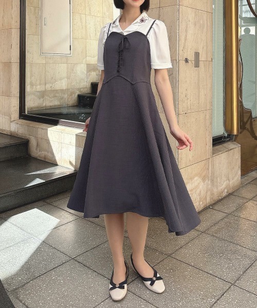 有名な高級ブランド フロントレースアップコルセットキャミワンピース/F&A 夏服 ワンピース