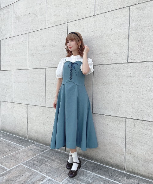 F i.n.t（フィント）の「フロントレースアップコルセットキャミワンピース/F&A　夏服（ワンピース・レディース・チャコールグレー/ピンクベージュ/ブルーグリーン・FREE）」の5枚目の写真