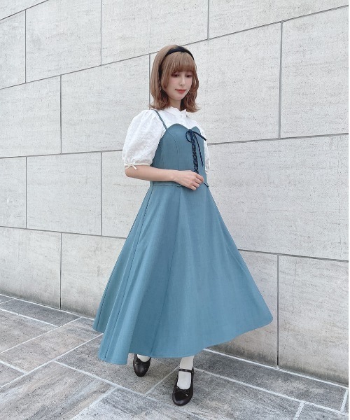 F i.n.t（フィント）の「フロントレースアップコルセットキャミワンピース/F&A　夏服（ワンピース・レディース・チャコールグレー/ピンクベージュ/ブルーグリーン・FREE）」の6枚目の写真