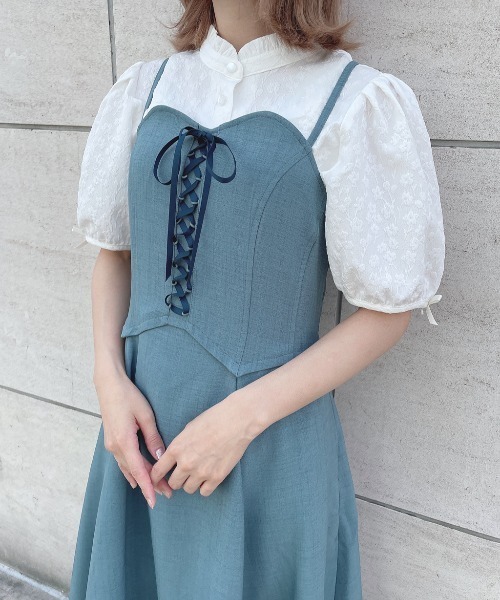 F i.n.t（フィント）の「フロントレースアップコルセットキャミワンピース/F&A　夏服（ワンピース・レディース・チャコールグレー/ピンクベージュ/ブルーグリーン・FREE）」の10枚目の写真